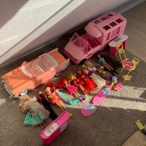 Antique Barbie’s and car and van!